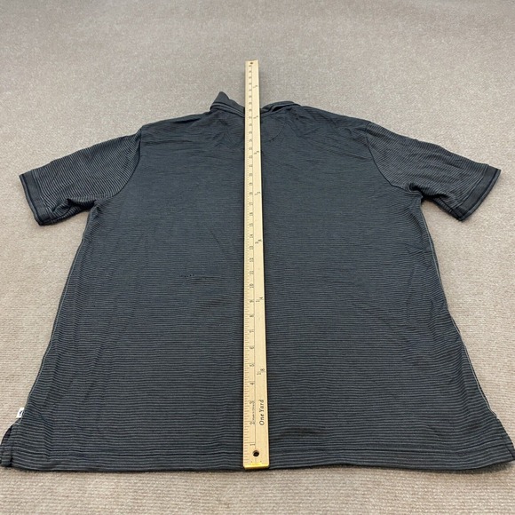 Tommy Bahama Polo Shirt Mens Large Black Gray Supima Marlin Logo Rugby Golfer - Picture 13 of 14